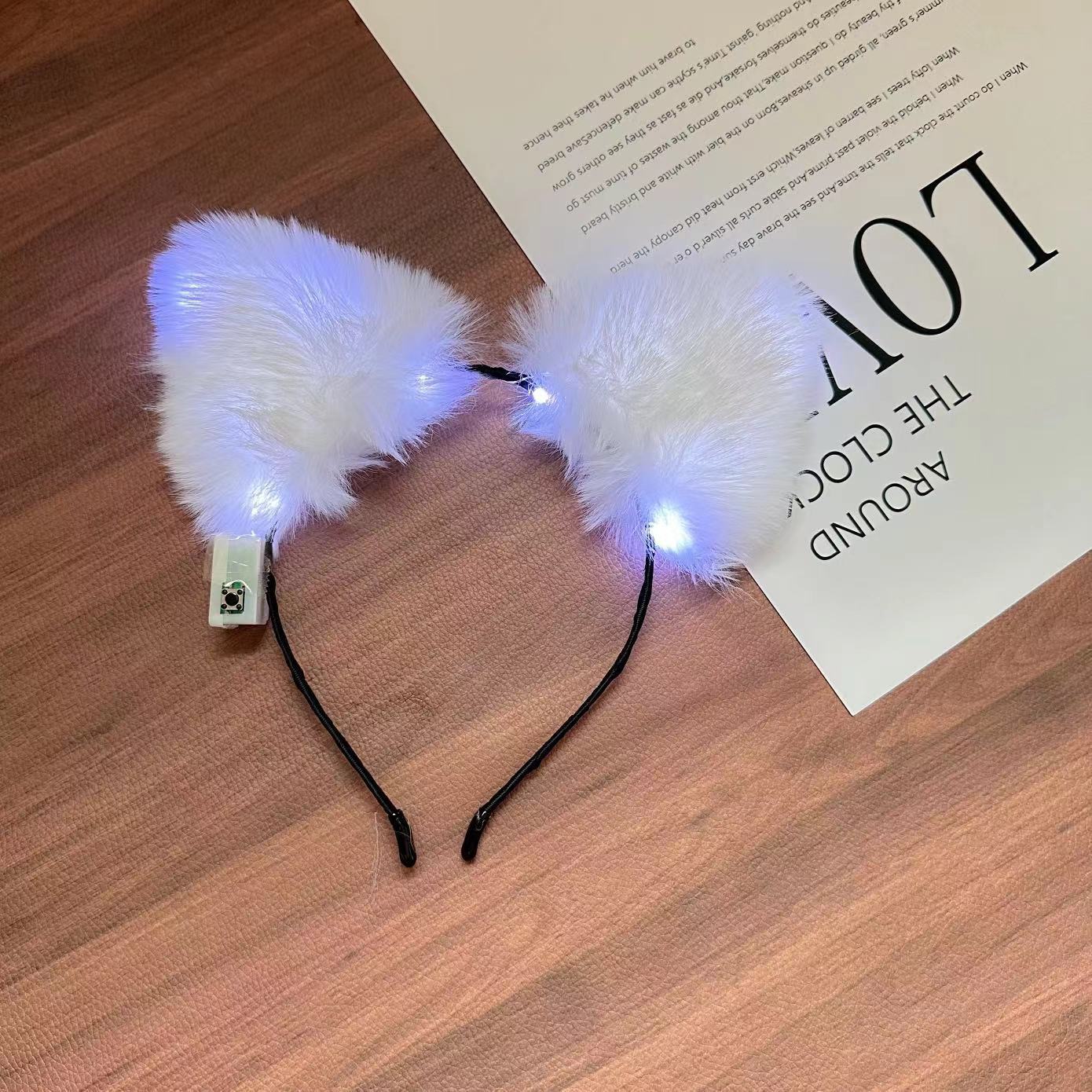 Bar espectáculo atmósfera props luminoso peluche orejas de gato accesorios de cabello zorro bandas de cabello mercado nocturno accesorios de fiesta de suministro