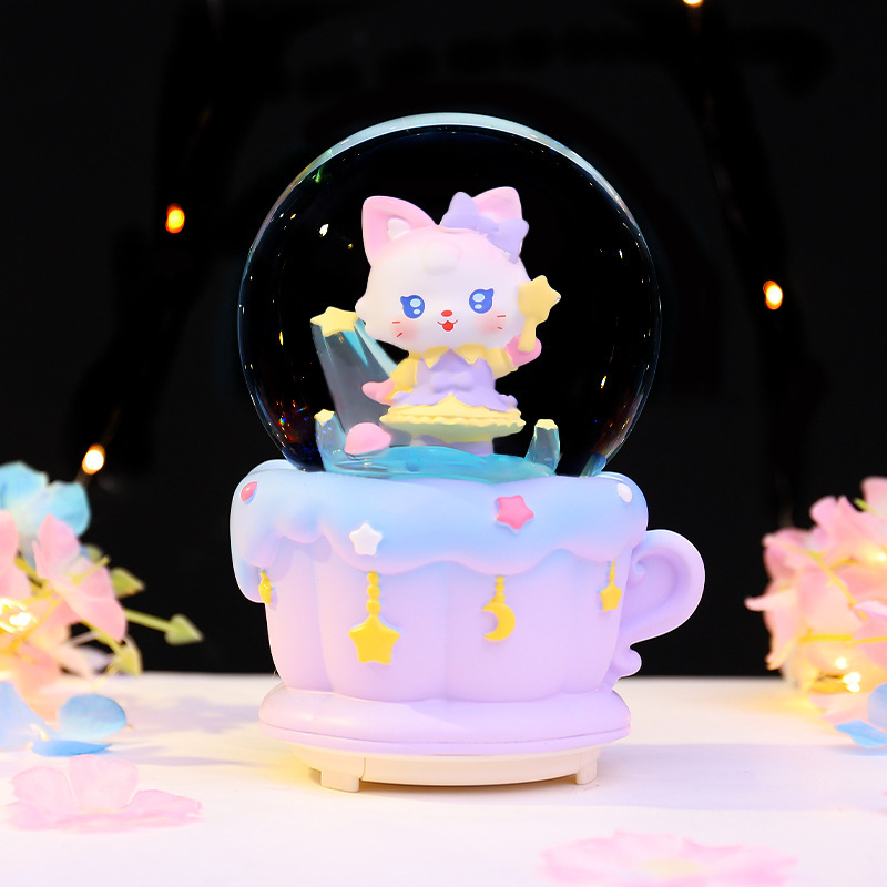 卡通水晶球发光小夜灯星空情书家居桌面摆件儿童生日礼物小礼品|undefined