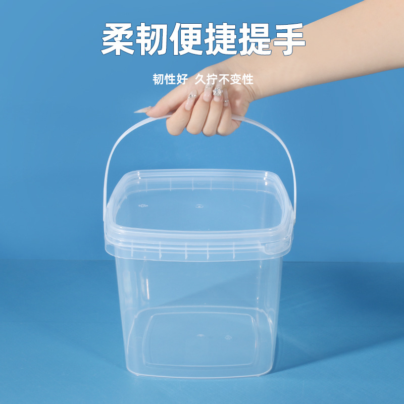 Cubo cuadrado al por mayor de la fábrica Cubo de plástico transparente Cubo de embalaje cubo redondo portátil