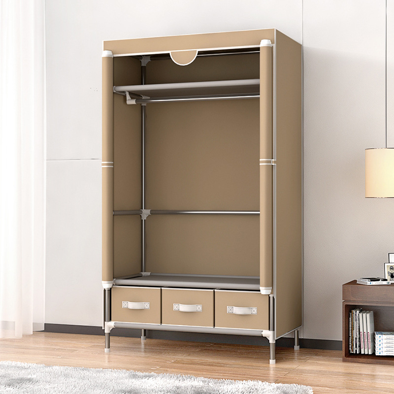 Simple Assembly Wardrobe for Home Use, Fabric Wardrobe for Bedroom, Rental Room, Dormitory Storage Cabinet, Sturdy and Durable Fabric Wardrobe