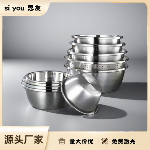 Special Thick European Style Stainless Steel Basin European Large Upside-Down Spice Container Face Basin Household Food Grade Customized Face Basin