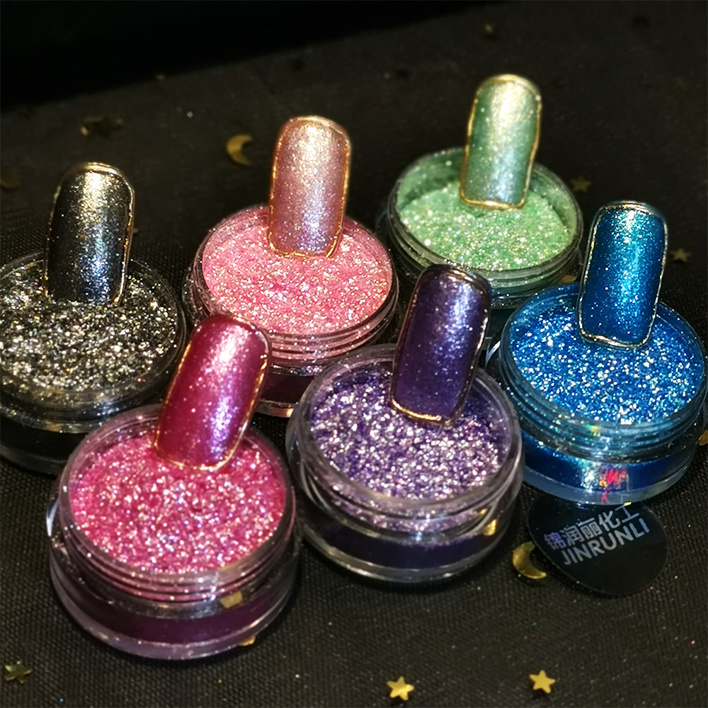 跨境新款美甲闪粉 闪光粉手工diy油漆胶水变色龙珠光粉滴胶