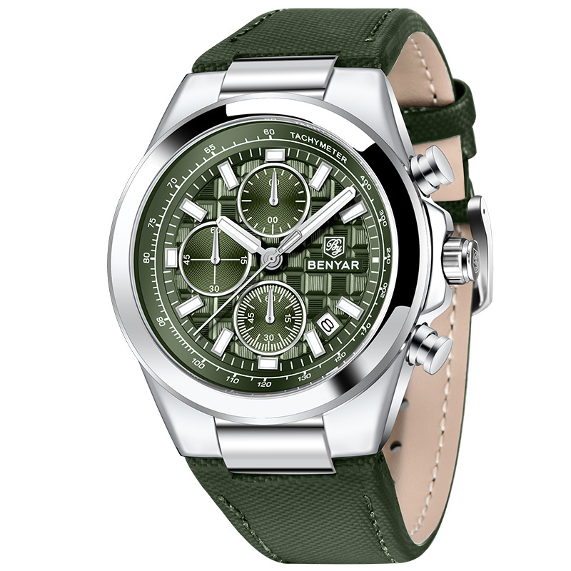 Benyar BY5206 reloj de hombre de moda correa deportivo cronógrafo multifunción reloj de cuarzo impermeable