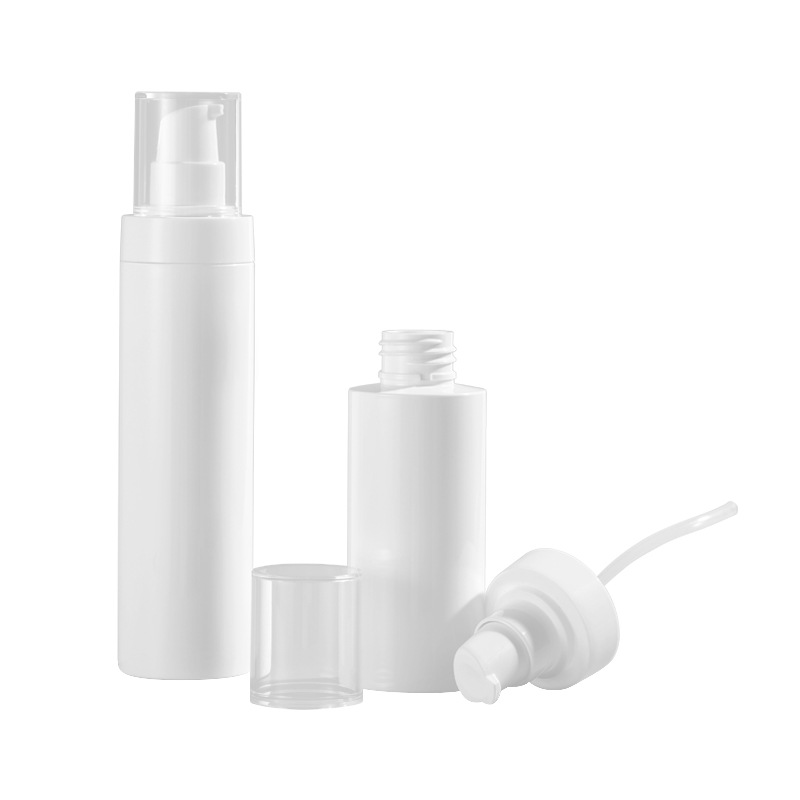 Botella de loción transparente tipo punt pet botella de spray blanco de plástico 100ml 120ml 150ml botella de leche limpiadora