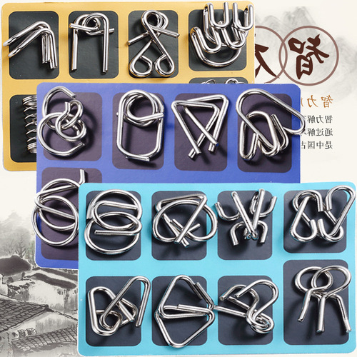 Nine-link intellectual buckle unlocking set for adults metal unlocking Kongming lock Luban lock student decompression educational toys