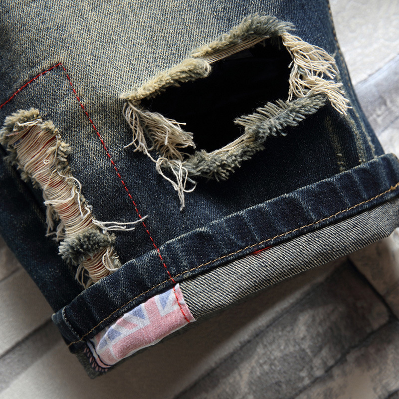 Pantaloncini jeans uomo distressed taglio dritto casual vintage_voghion.com