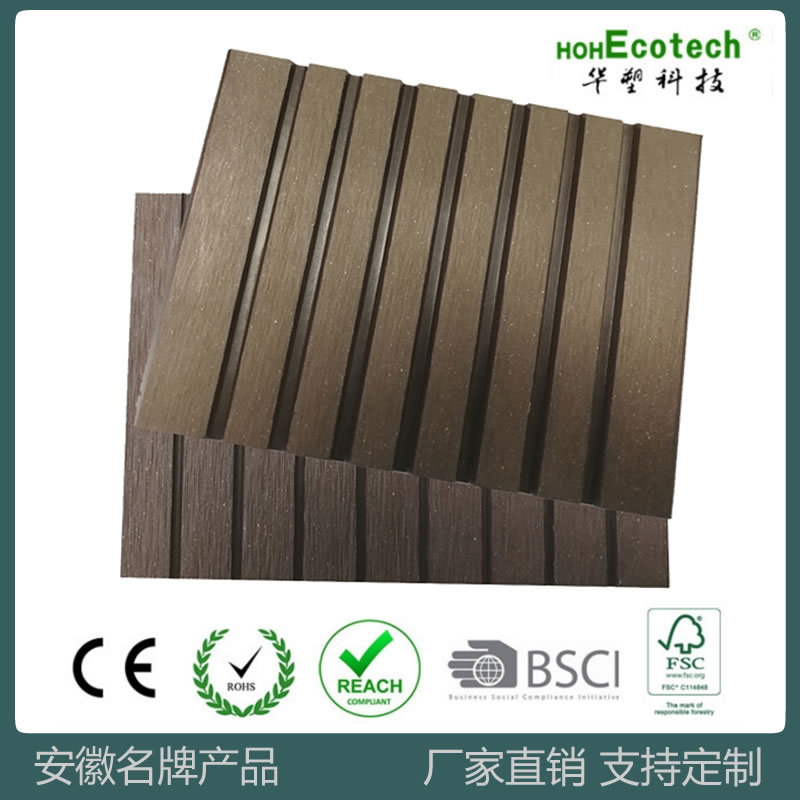Madera-plástico piso WPC al aire libre agujero redondo plástico madera jardín patio decoración al aire libre anti-corrosión madera 140*22 placa sólida