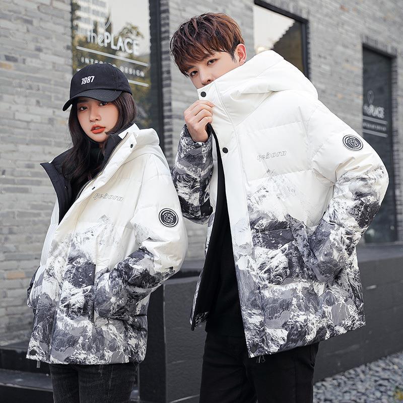 Couple's Down Jacket 2022 New Men's and Women's Fashion Trend Snow Mountain Gradient Teenager Men's Coat Trendy