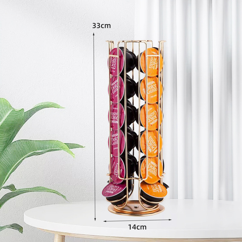 Soporte giratorio para cápsulas de café Dolce Gusto, 24 piezas, diseño elegante de metal cromado
