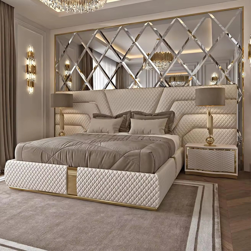 Light Luxury Modern European-Style King-Size Bed Full-Size Bedroom Soft Bed Storage Cross-Border Same Style Upholstered Bed