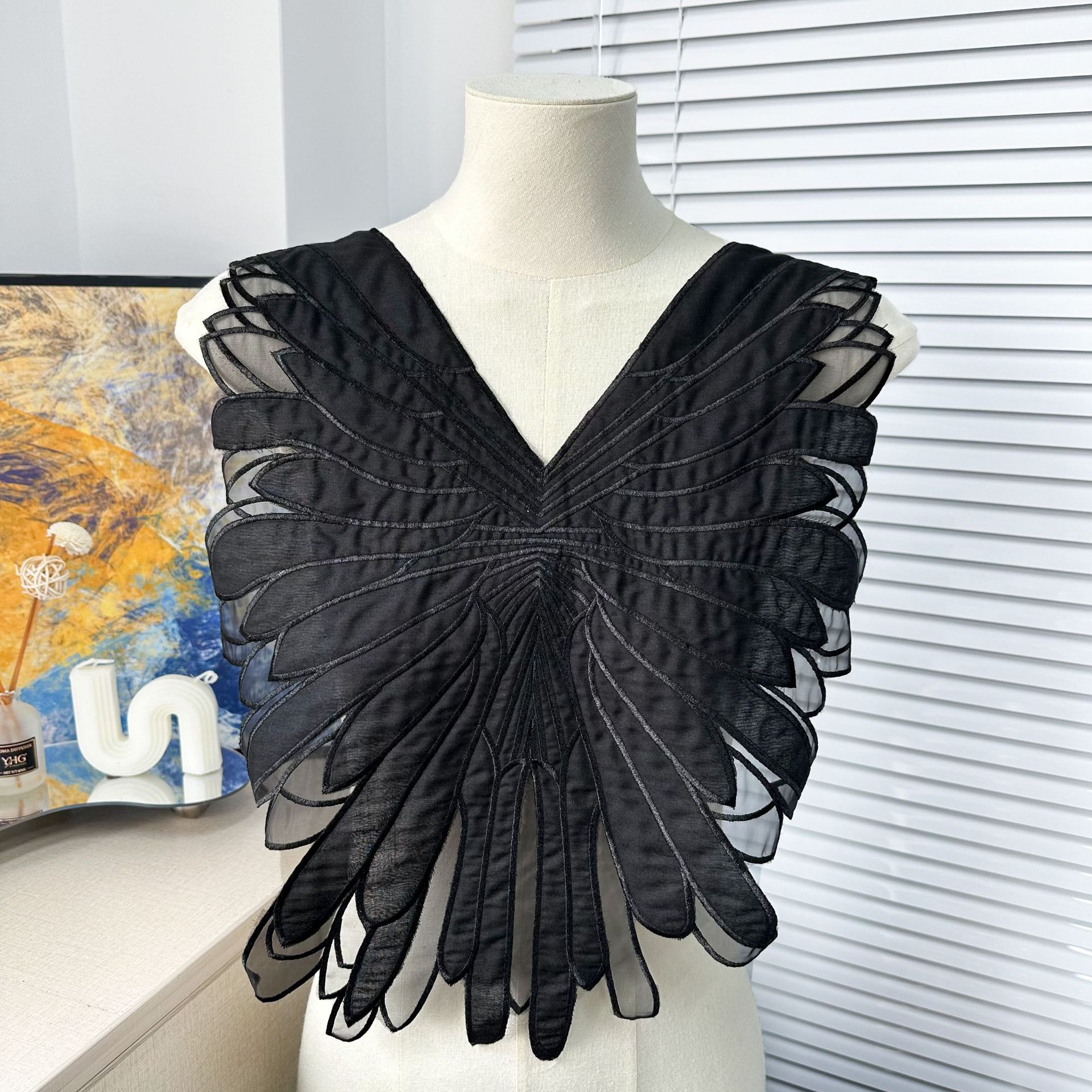 Ventas calientes de comercio electrónico ergena bordado ángel ala delantera vestido de escenario decoración calcomanías simples