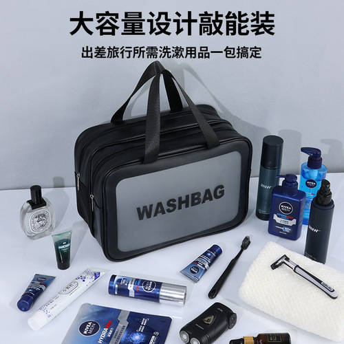 Wholesale transparent washroom waterproof hanging bag storage bag student bathroom to put clothes on the wall toy hanging bag