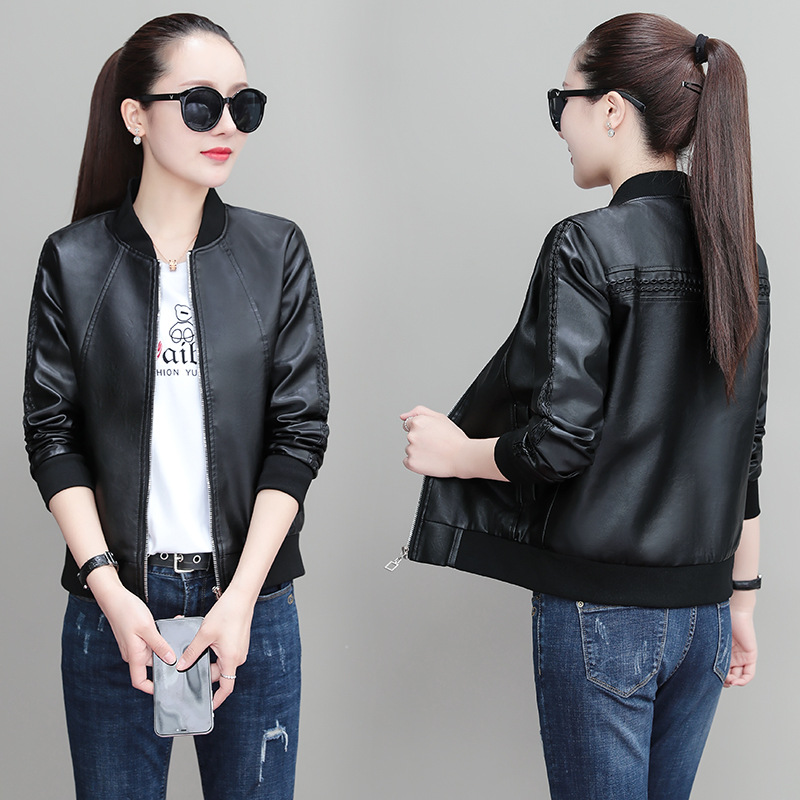 2025 Short Jacket for Women, Spring and Autumn 2025 New Style, High-End Leather Jacket with Fleece Lining, Pu Leather Jacket for August and September