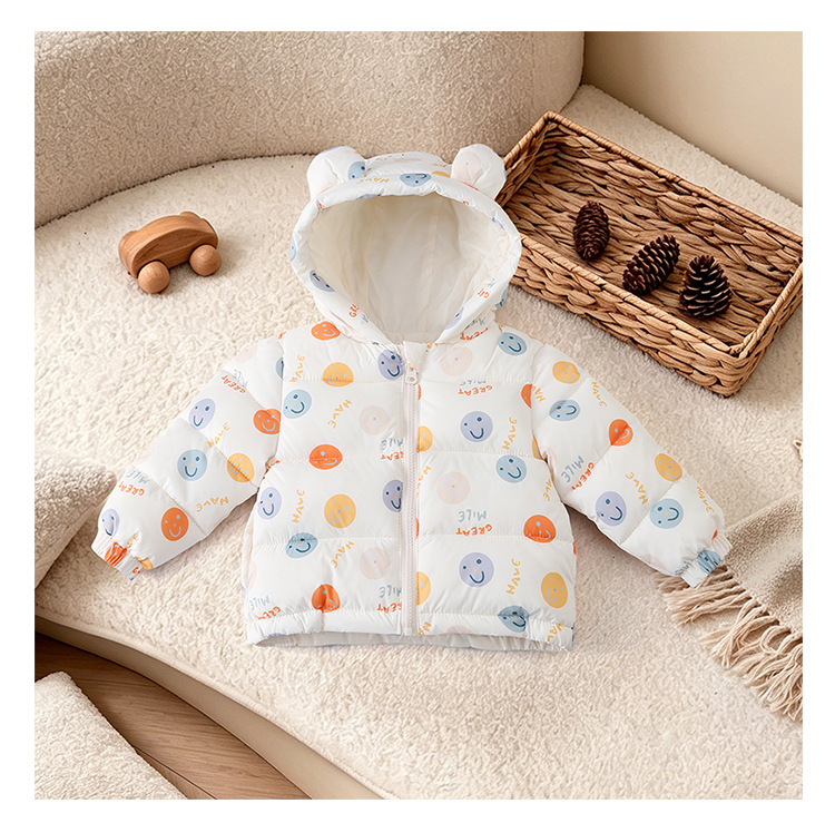 Chaqueta con Capucha Infantil con Dibujos de Fibra de Poliéster, Con Capucha, para Invierno