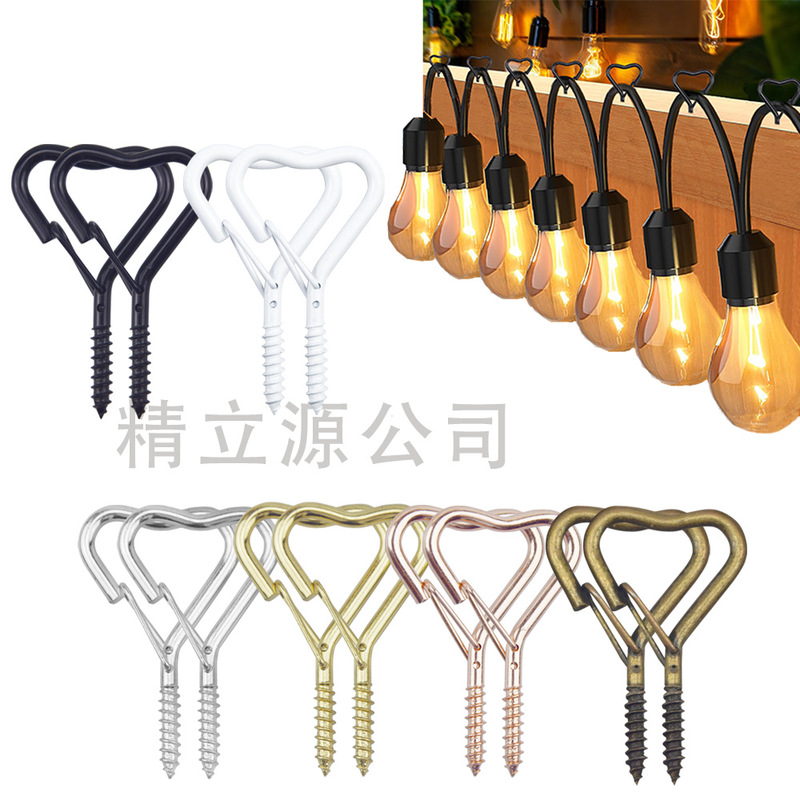 In-Stock Spring Hooks in Heart Shape, Q-Shaped Hanging Plant Christmas Decoration Outdoor String Light Hooks, Plant Hooks