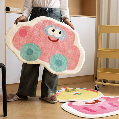 Avtomobil döşəmə paspasları — Bedroom Bedside Blanket - polka-dot-pink-car-4060cm-imitation-cashmere-dot-plastic-bottom
