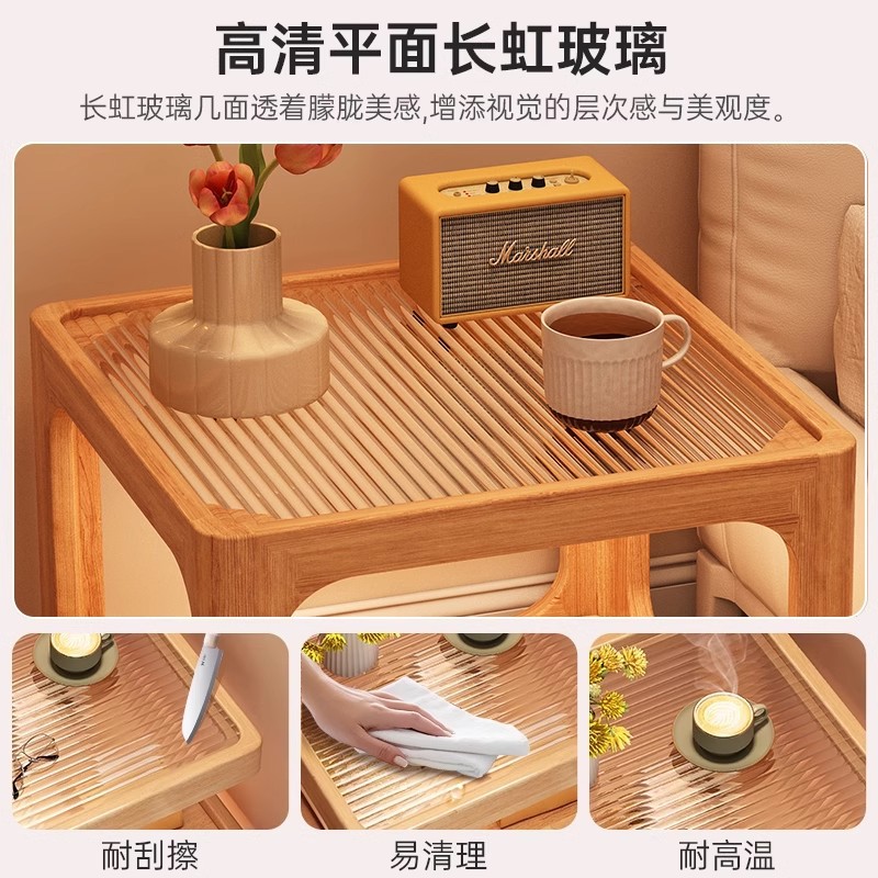 Mesa de cabecera de madera sólida pequeña habitación doméstica simple gabinete de almacenamiento de cabecera de cama moderna simple y creativa estante de cabecera de cama