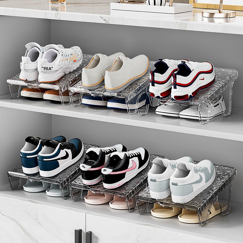 Estante de almacenamiento de zapatos de plástico de doble capa, estante de gabinete de zapatos de doble capa, gabinete de zapatos domésticos, estante de almacenamiento de zapatos multicapa, zapatillas