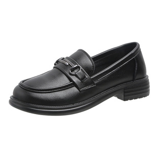 First Layer Cowhide Loafers for Women 2024 Popular British Style Small Leather Shoes for Women Versatile Soft Sole Flats for Women Genuine Cowhide