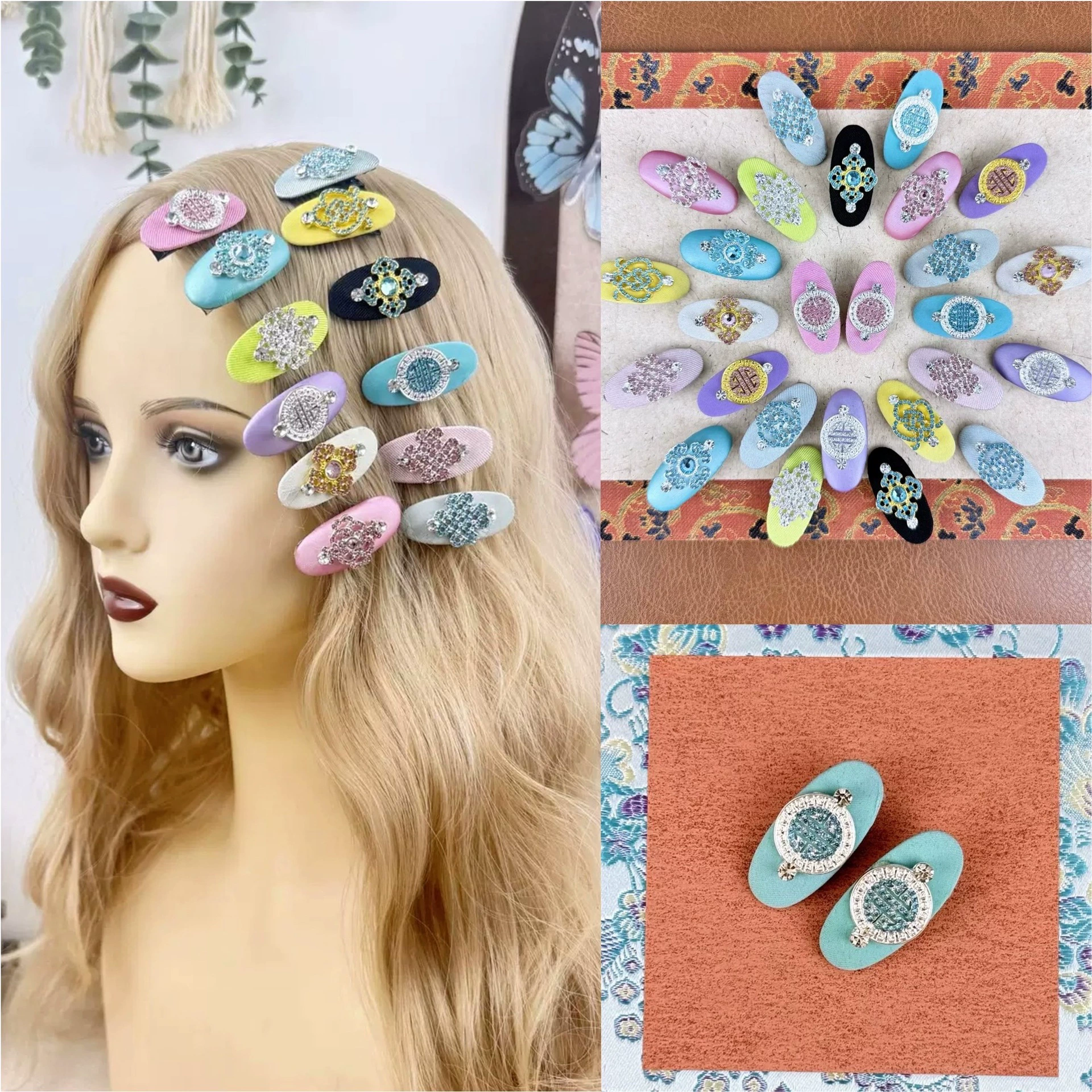 Оригинальная заколка для волос в монгольском этническом стиле, красочная заколка в виде утконоса, ретро-головной убор, инкрустированный бриллиантами, тибетская летняя заколка для волос, головной убор