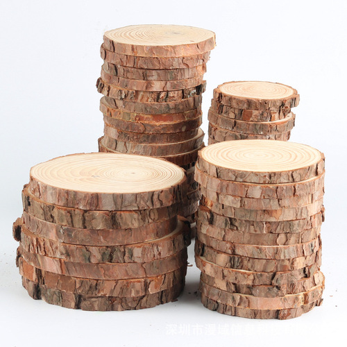 Round wood slices Christmas DIY natural wood slices solid wood handmade DIY round wood stakes round wood pieces board material paint wood wood blocks