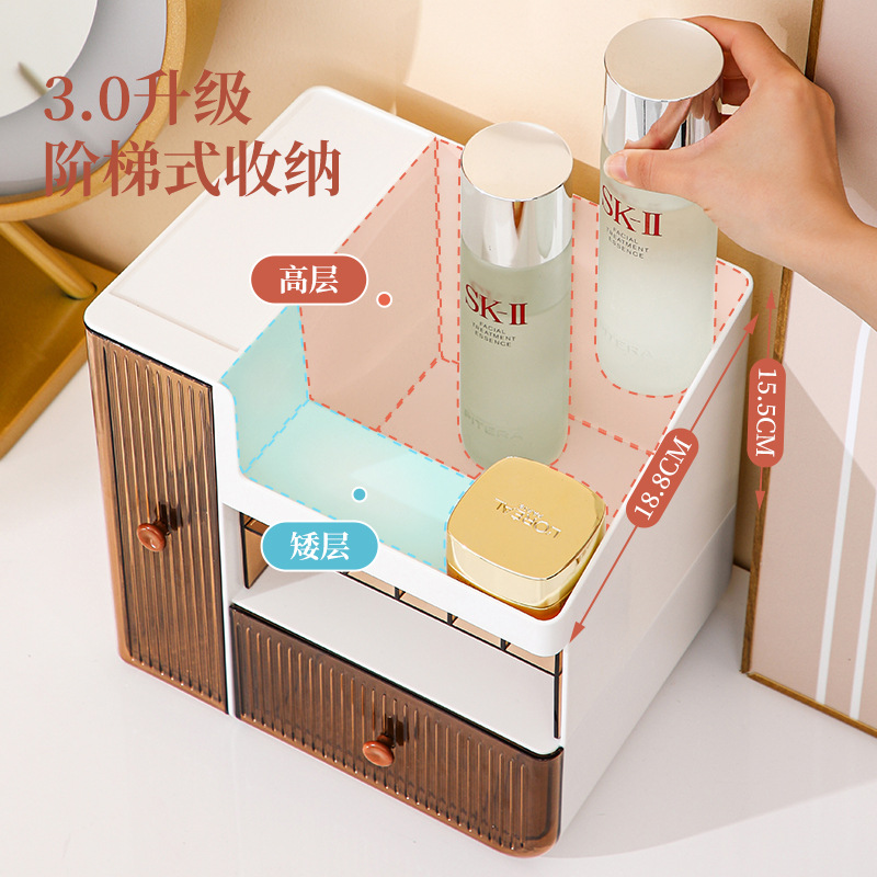 Internet celebrity light luxury cosmetics storage box, desktop lipstick and facial mask storage box, dust-proof transparent skin care product storage rack