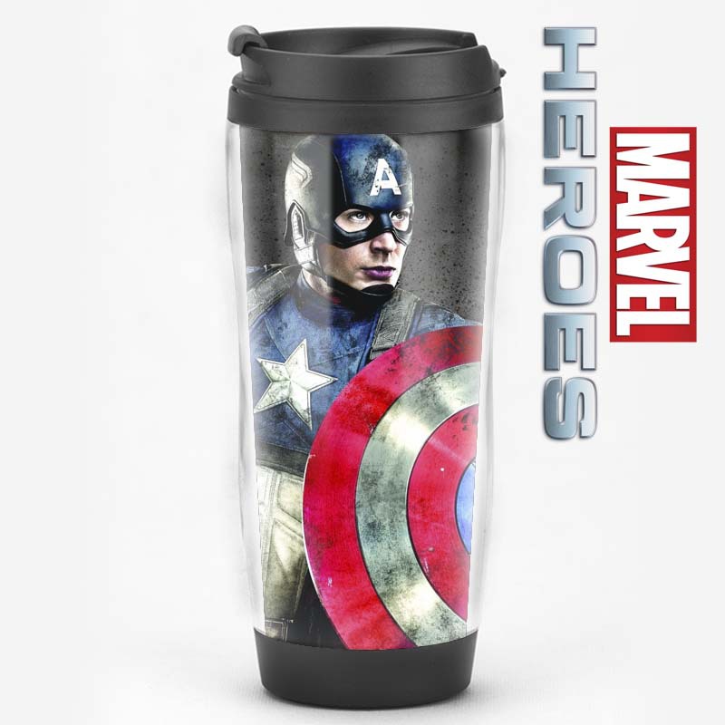 Equipo de EE. UU. Película de superhéroes que rodea al Capitán América Regalos Recuerdos de los fanáticos Taza de agua Taza de café con tapa