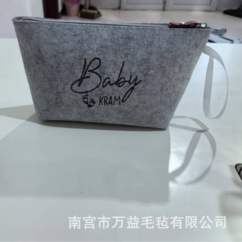 クロスボーダーシンプルなフェルト手持ち小型化粧品バッグ旅行フェルト化粧品バッグポータブル多機能口紅収納袋|undefined