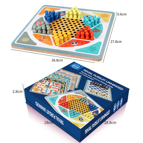 Checkers children's educational flying chess wooden multi-functional backgammon adventure game chess toys parent-child board game