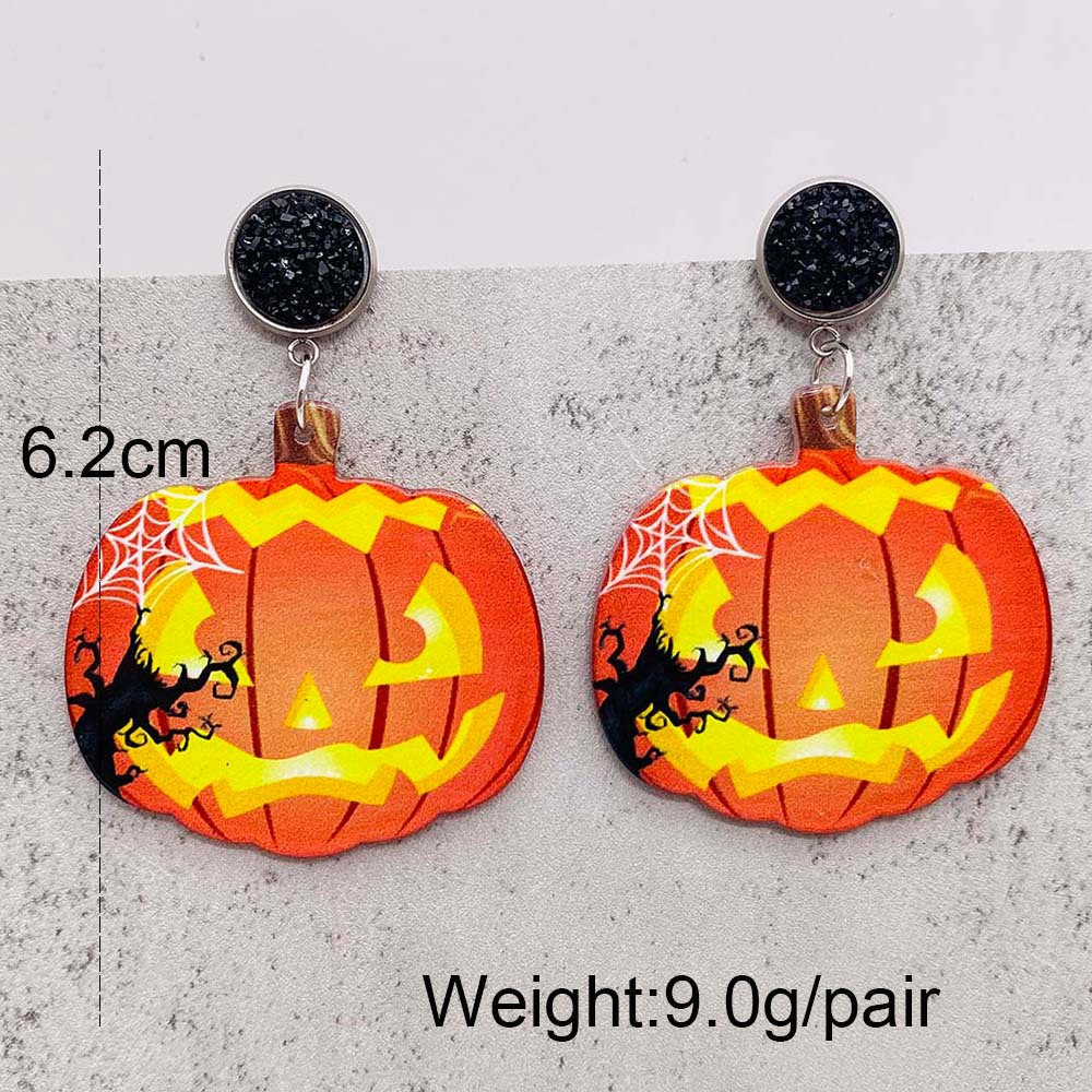 Halloween Festival 1 Pair Cartoon Style Cute Pumpkin Arylic Drop Earrings