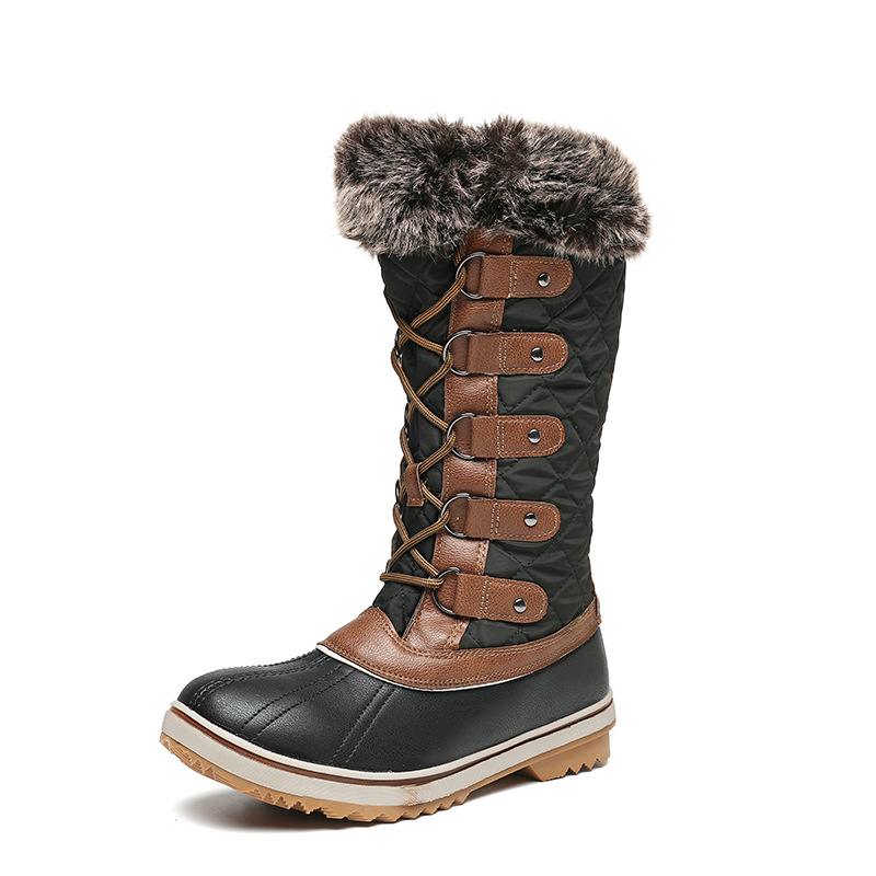 Transfronterizo en la acción de comercio exterior europeo y americano más tamaño alto leggings plana de lana gruesa botas de nieve caliente fábrica al por mayor de una sola pieza de entrega