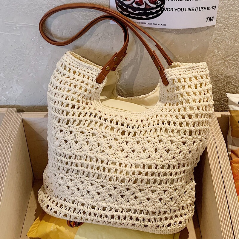 Unique crochet shoulder tote bag, beach woven bag for women, cotton thread, casual summer handmade mesh new style bag Unique crochet shoulder tote bag, beach woven bag for women, cotton thread, casual summer handmade mesh new style bag