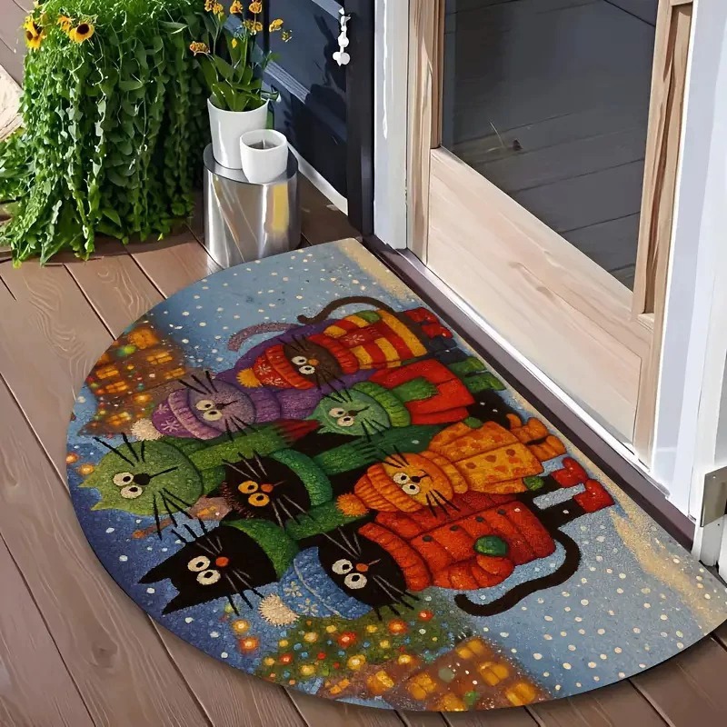 American-Style Cat Semicircle Crystal Carpet Balcony Dust-Removing Foot Mat Kitchen Temu Dropshipping Entrance Door Mat