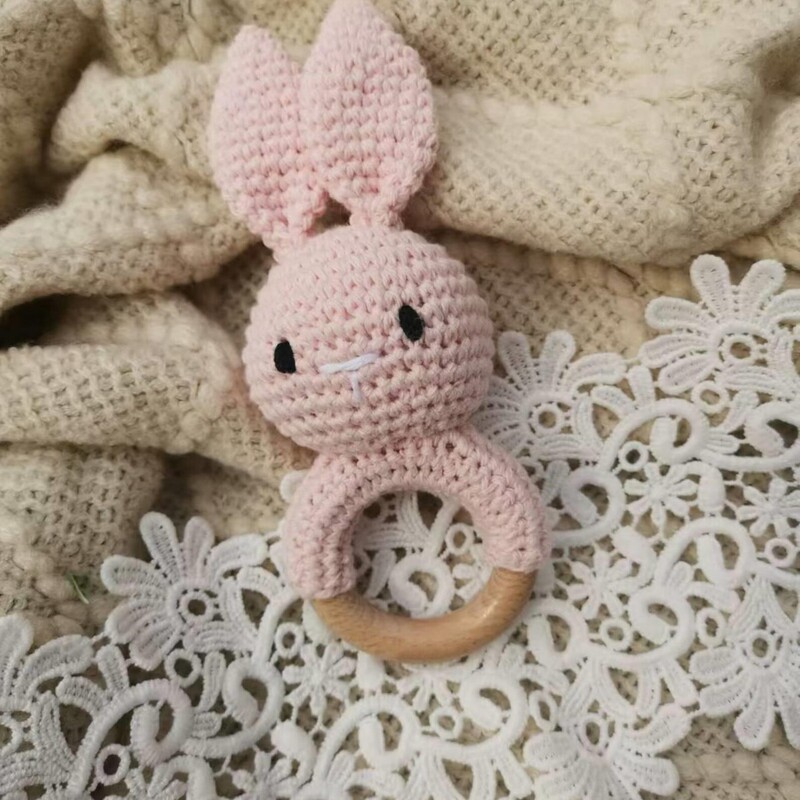 Cross Border Crochet Pink Rabbit Rattle Animal Baby Doll Baby Soothing Toy Bite Crochet Toy Cross Border Crochet Pink Rabbit Rattle Animal Baby Doll Baby Soothing Toy Bite Crochet Toy
