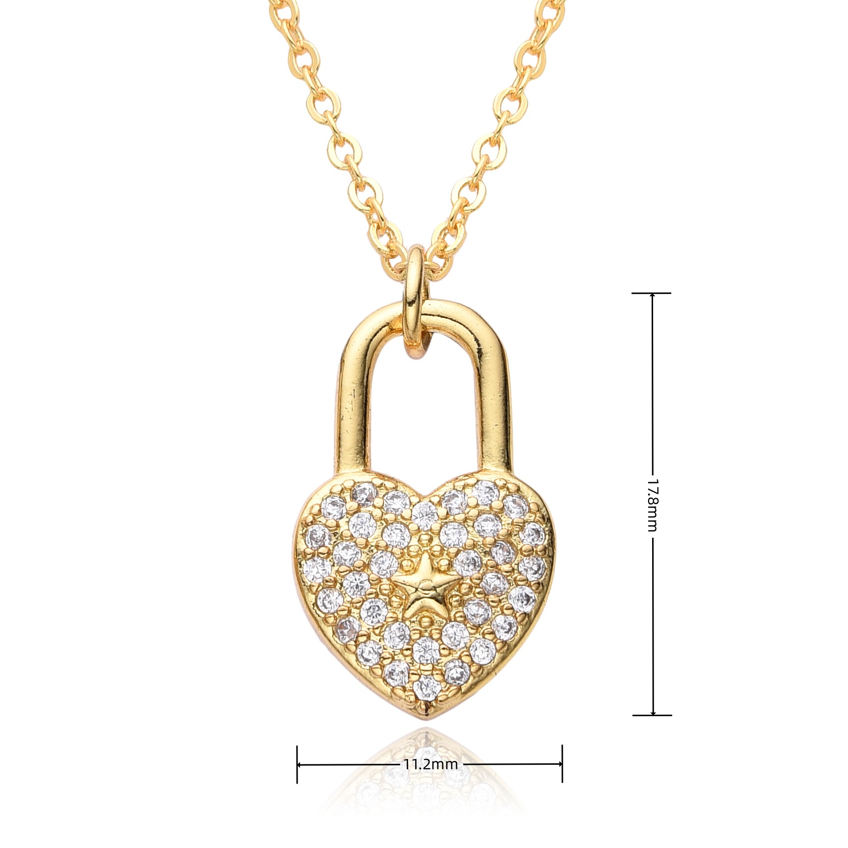 8g Weight Copper Pendant Material Zircon Inlay Material Pendant Necklace Classification Copper Chain Material 1 Piece Quantity Daily, Date Occasion Copper Material Heart Shape, Lock Pattern Women's Gender Inlay Design Elegant, Shiny Style Copper Inlay Heart Shape Lock Zircon Pendant Necklace 14