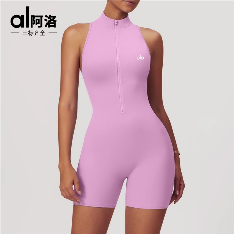USA ALO Deportes de alta intensidad de belleza de espalda yoga mono con cremallera desnudo y ajustado yoga cuerpo mono para mujeres