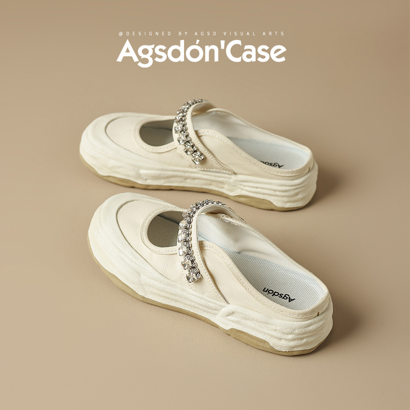 Augu Shiden Baotou, Sandalias de Lona con Suela Gruesa y Ligeras para Mujer, Primavera 2026