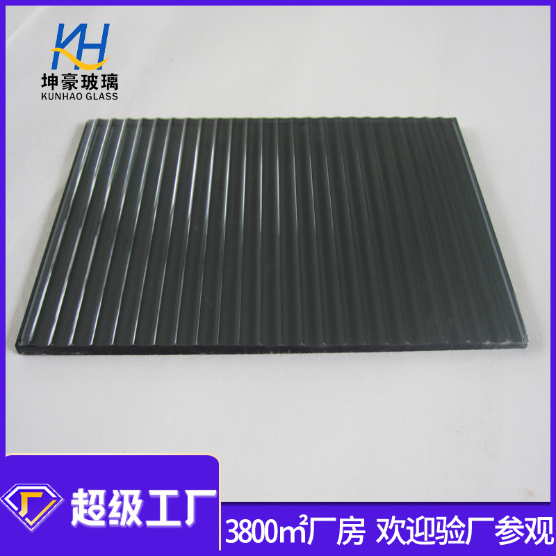 东莞钢化玻璃厂家加工8mm长虹玻璃隔断灰色深雕长虹纹路钢化玻璃