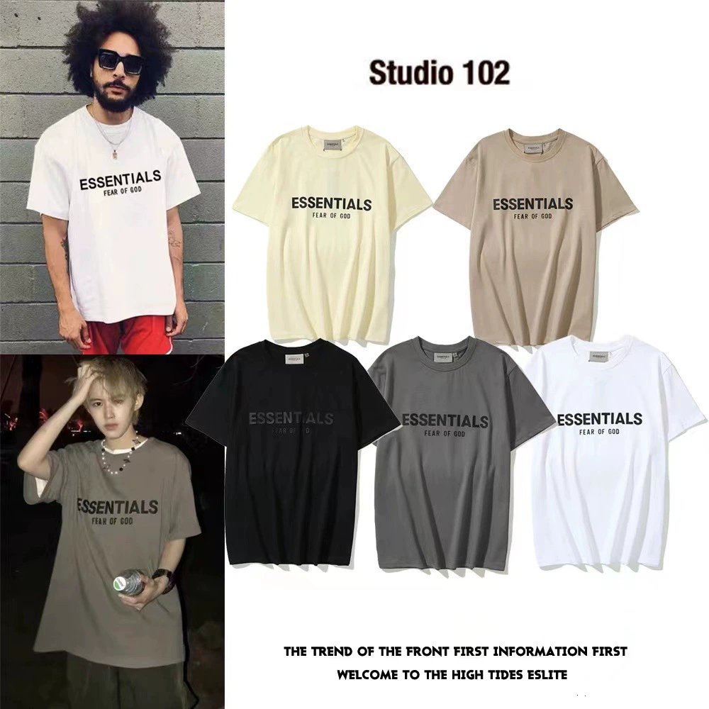 22SS трансграничный модный бренд FOG двойная линия ESSENTIALS клейкие буквы High Street футболка с короткими рукавами для мужчин и женщин