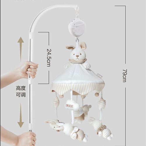 Beiyi baby bed bell bedside music rotating pendant newborn baby toy fabric hanging bed rattle