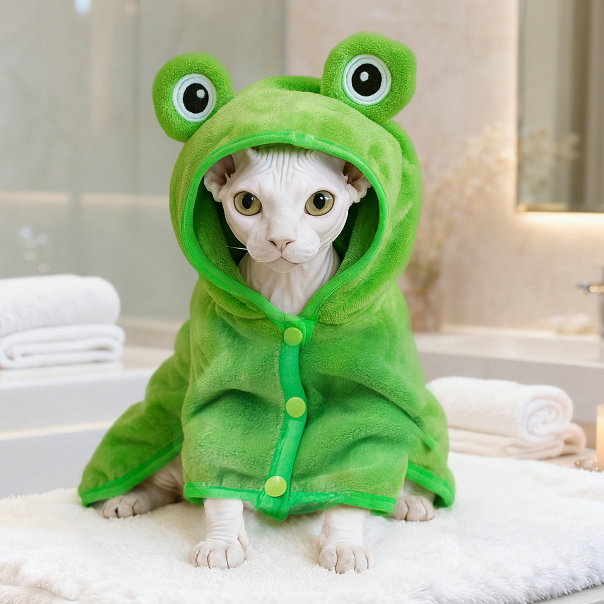 귀여운 만화 목욕 수건 개구리