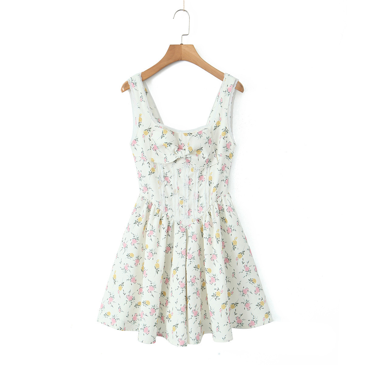 Summer retro sexy fresh design dress with bow