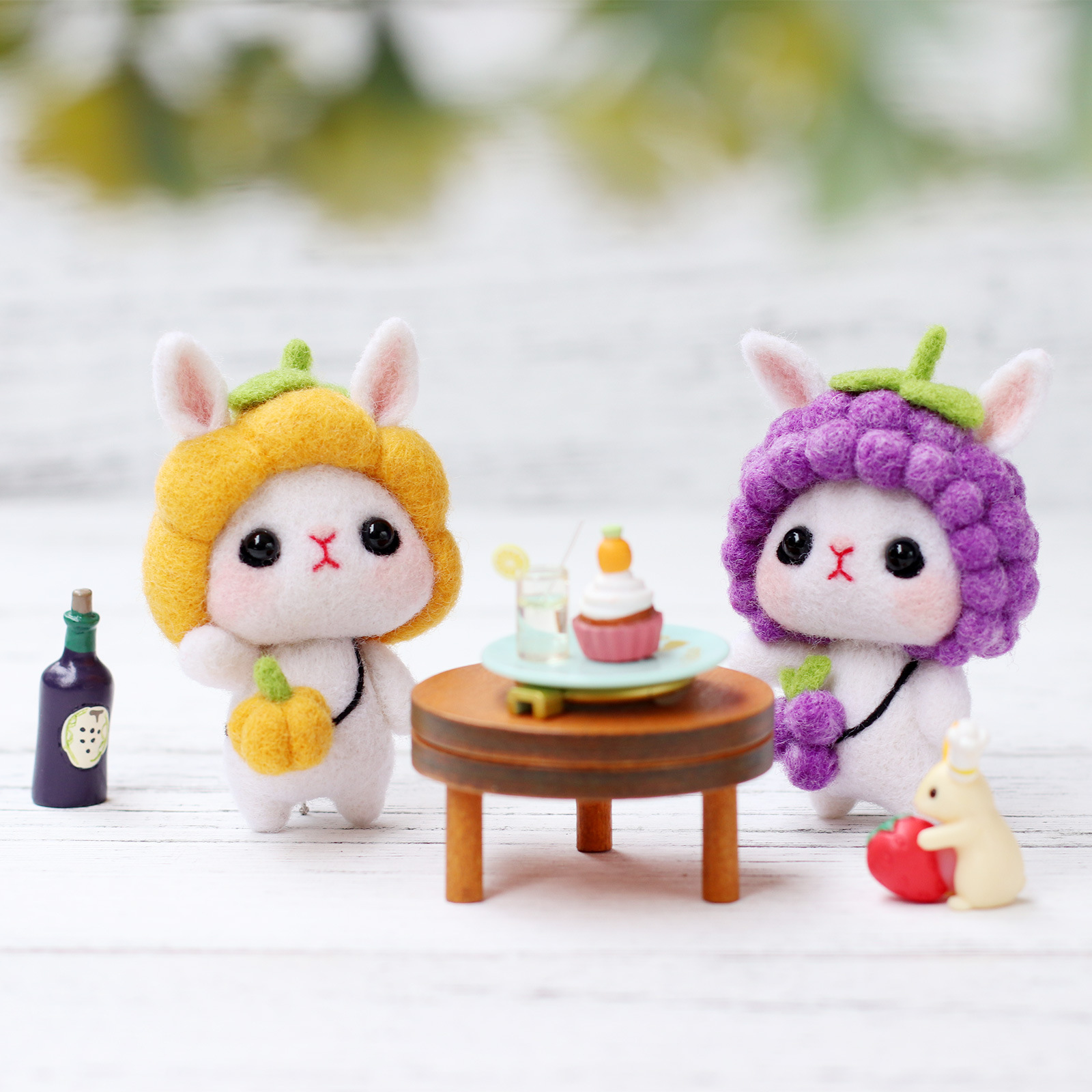 Cute Rabbit Doll Pendant Handmade Diy Wool Felt Poking Fun Material Package 4 Packs_voghion.com