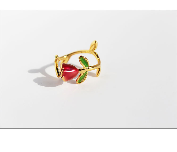 Retro Flower Brass Plating Open Ring 1 Piece