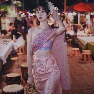 Dai Ethnic Clothing for Women, Xishuangbanna Long Skirt, Dai Art Photo Shoot, Dance Slim-Fit Ethnic Style Outfit with Temperament