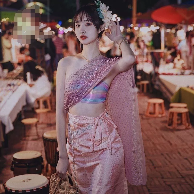 Этническая одежда Dai для женщин, длинная юбка Xishuangbanna, фотосессия Dai art, танцевальный облегающий наряд в этническом стиле с темпераментом.