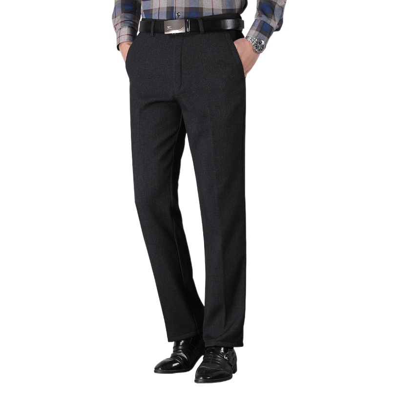 Pantalones casuales de otoño e invierno para hombres de mediana edad pantalones de traje de papá forrados de lana engrosados sueltos pantalones de invierno de mediana edad y ancianos