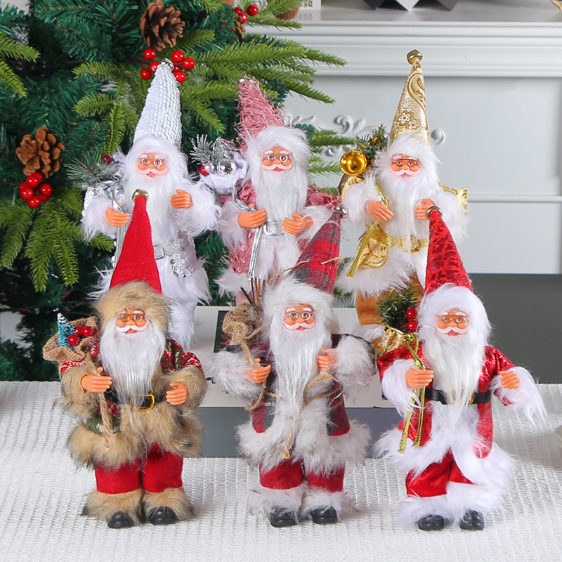 New standing Santa Claus ornaments creative Christmas tree hugging doll window decoration props