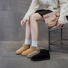 冬季加厚男女同款情侣雪地靴真皮保暖棉鞋大码平底防滑低筒靴43码