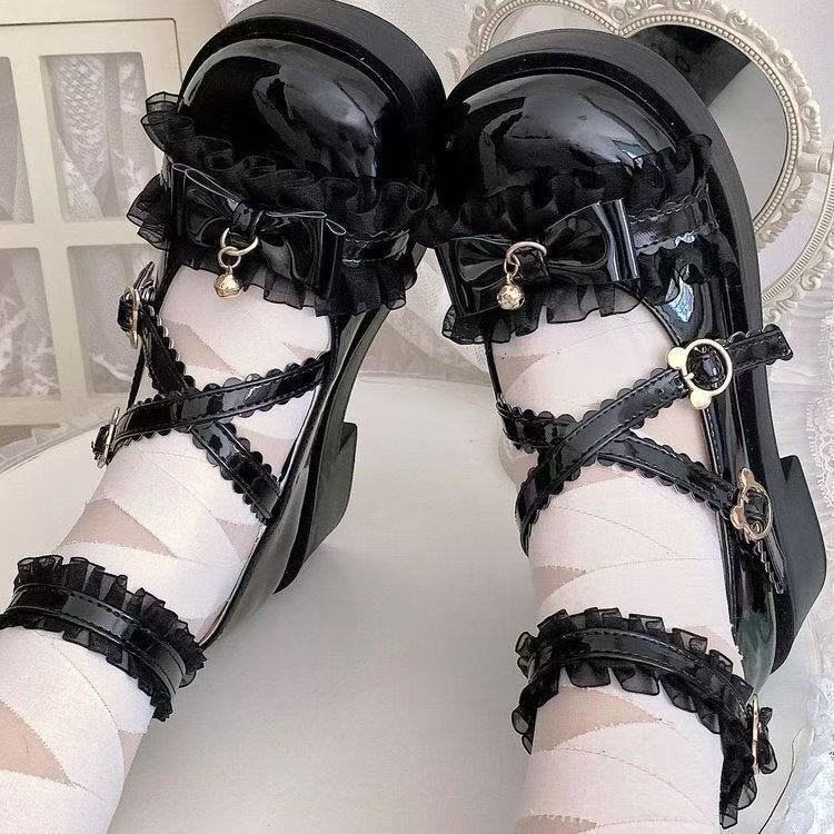Sweet Lolita Leather Shoes Japanese Trendy Store Lolita Style Mid-Heel High Heels Lolita Shoes for Women
